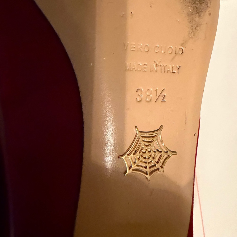 Charlotte Olympia Red Velvet Spider Web Flats - Picture 6 of 12